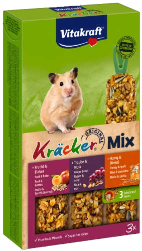 VITAKRAFT Kräcker tripla rúd (méz, gyümölcs, mogyoró) aranyhörcsögöknek