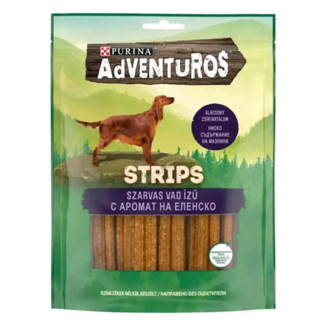 PURINA AdVENTuROS Strips szarvas, vad ízű jutalomfalat kutyáknak