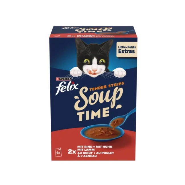 FELIX Soup Tender Stripes válogatás szószban nedves macskaeledel (6x48g)
