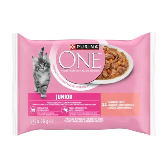 PURINA ONE Junior nedveseledel lazaccal és sárgarépával (4x85g)