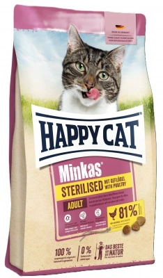 Happy Cat Minkas Sterilised Poultry - szárazeledel baromfival macskák számára 1.5 kg