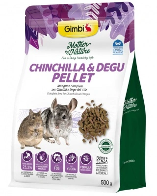 Gimbi Mother Nature Chinchilla & Degu Pellet - állateledel csincsillák és deguk számára 500 g