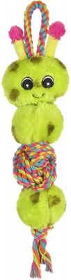Flamingo játék hernyó kötélen - zöld 40 cm
