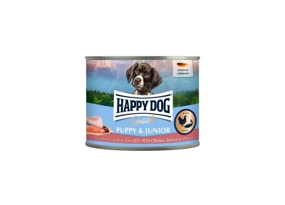 Happy Dog Supreme Sensible Puppy&Junior konzerv, csirke, lazac és burgonya ízesítésű nedves állateledel kölyök és fiatal kutyák számára 6x200 g 1 db