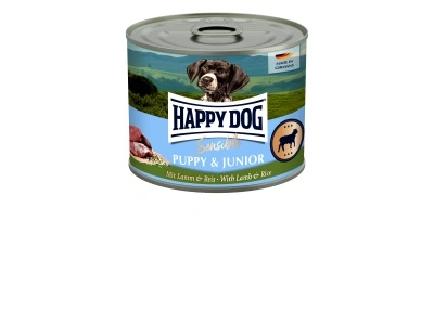 Happy Dog Supreme Sensible Puppy&Junior konzerv, bárány és rizs ízesítésű nedves állateledel kölyök és fiatal kutyák számára 6x200 g 70 g