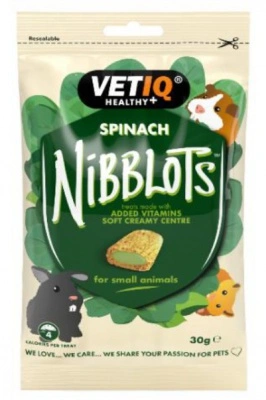 Mark&Chappell VetIQ Nibblots Spinach - spenótos falatkák kisállatoknak 30 g
