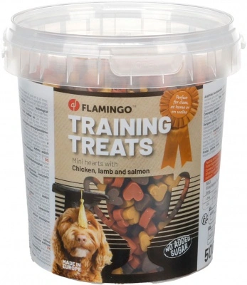 Flamingo Snack - Trainin Treats Micro Bones Chicken & Lamb & Salmon szívecskék 500 g