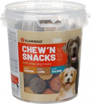Flamingo Snack - Chew'n Snacks Soft Rings Chicken & Lamb & Salmon vegyes gyűrűk 450 g