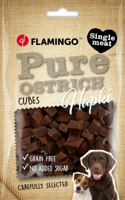Flamingo Snack - Hapki Pure Ostrich Cubes strucchússal 85 g